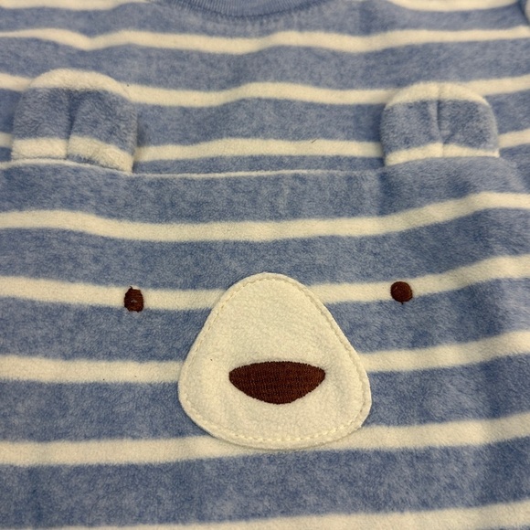 Carter's - NWOT - Blue and Cream Striped Fleece Onesie Sleeper - Picture 2 of 3